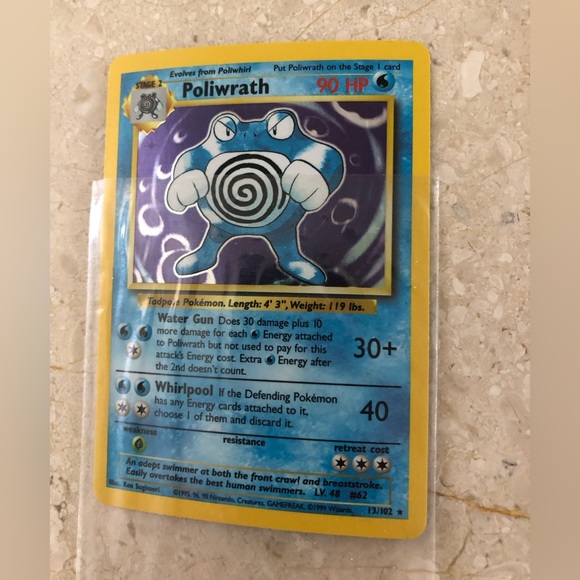 1990’s vintage holo Poliwrath Pokémon card 13/102 - Picture 2 of 5